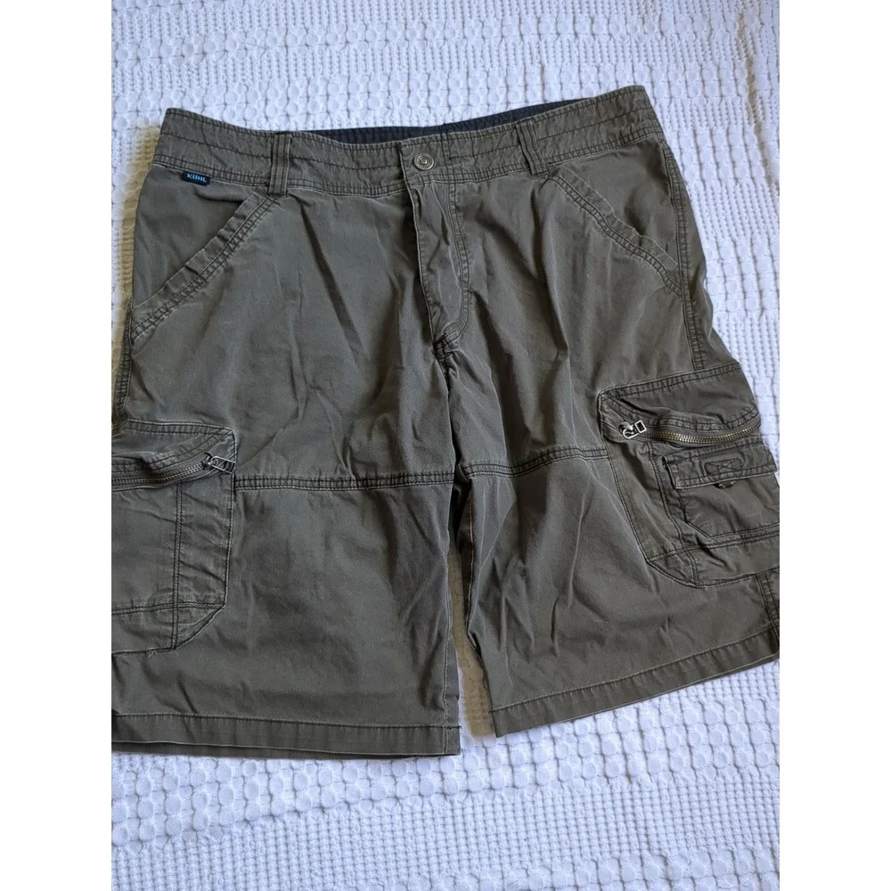 Kuhl Ambush Cargo Shorts‎ Vintage Patina Dye Sz 36 Green 12